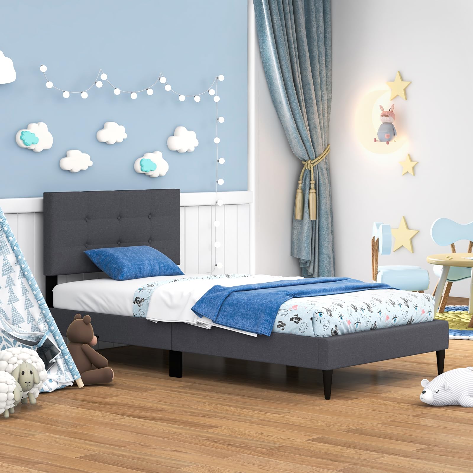 Amazon.com: Giantex Twin Bed Frames for Kids, Modern Fabric Linen